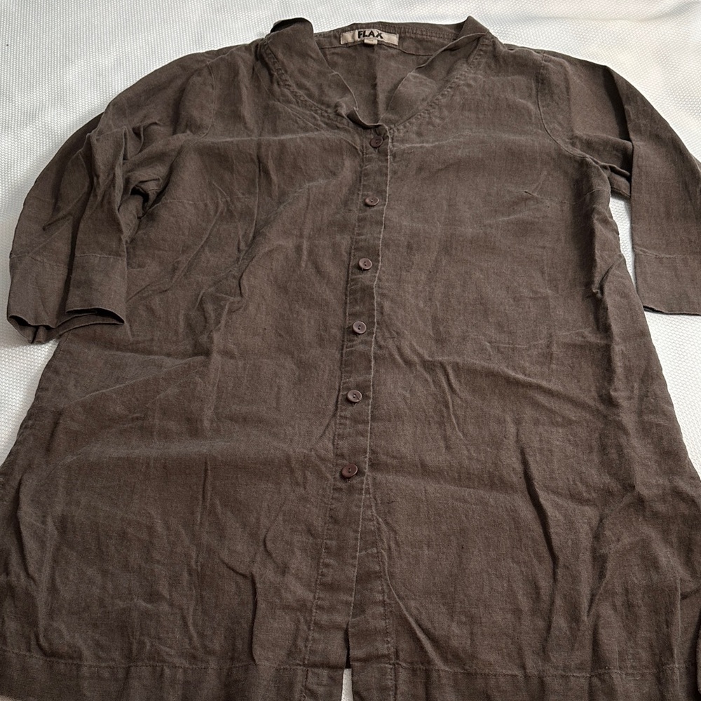 FLAX linen button up tunic shirt